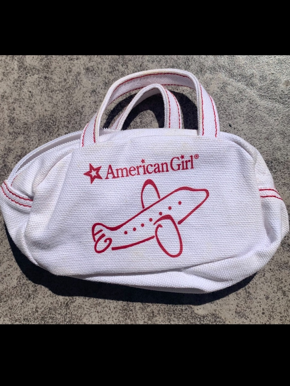 American Girl White & Red Doll Canvas Tote with Airplane Print